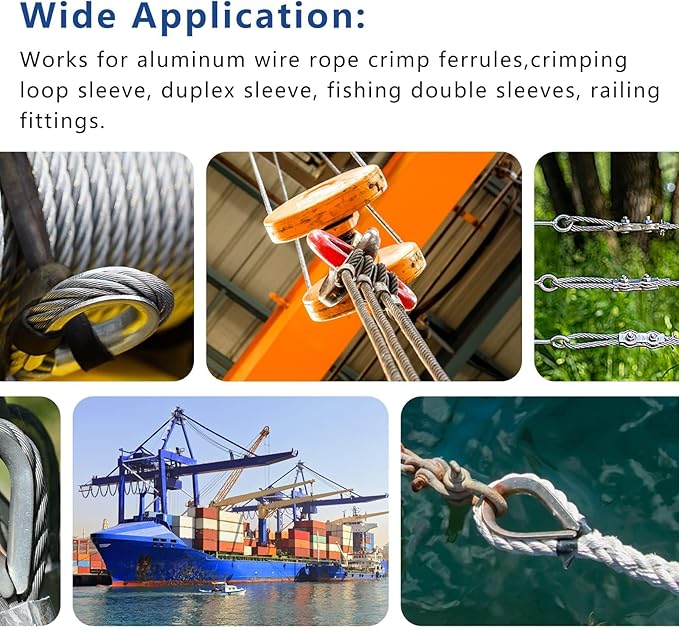 Yangoutool Wire Rope Crimping and Cutting Kit: Suitable for 1/16inch (1.59mm) to 1/8inch (3.18mm) Steel Cable Swaging, Includes 100pcs 1/8inch Aluminum Double Barrel Sleeves and 50pcs M3 Loop Thimbles