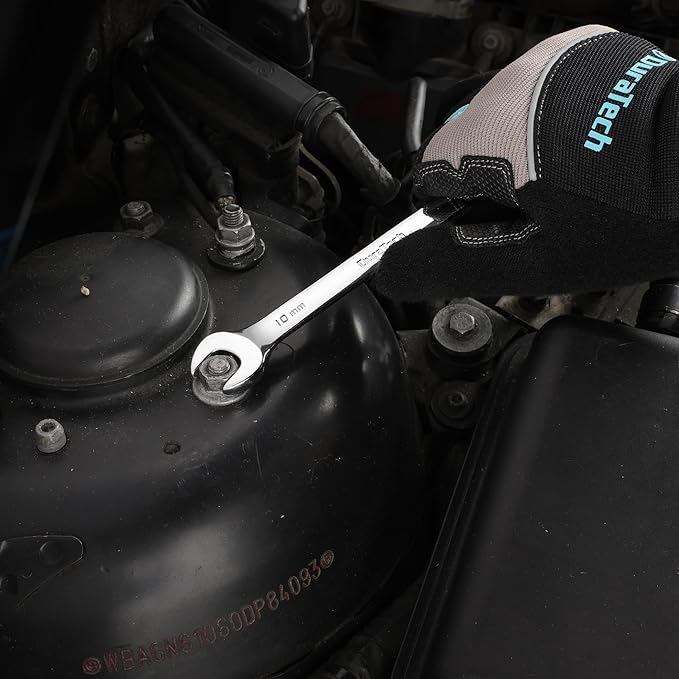 DURATECH 10mm Ratcheting Combination Wrench, SAE, 72-Tooth, 12-Point, CR-V Constructed with Mirror Polish
