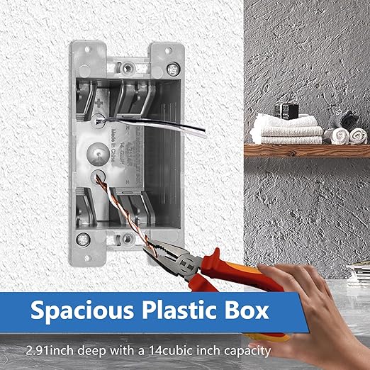 96 Pack Old Work 1 Gang Outlet Electrical Box, Remodel Drywall Plastic Junction Boxes, UL Listed, Grey