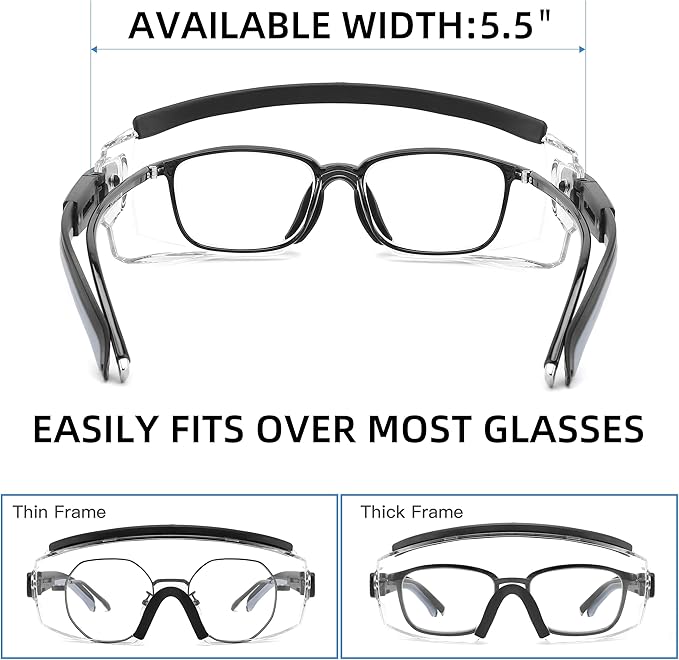 Safety Glasses Over Eyeglasses Anti Fog Safety Goggles Protective Glasses With Adjustable Frame For Men Women