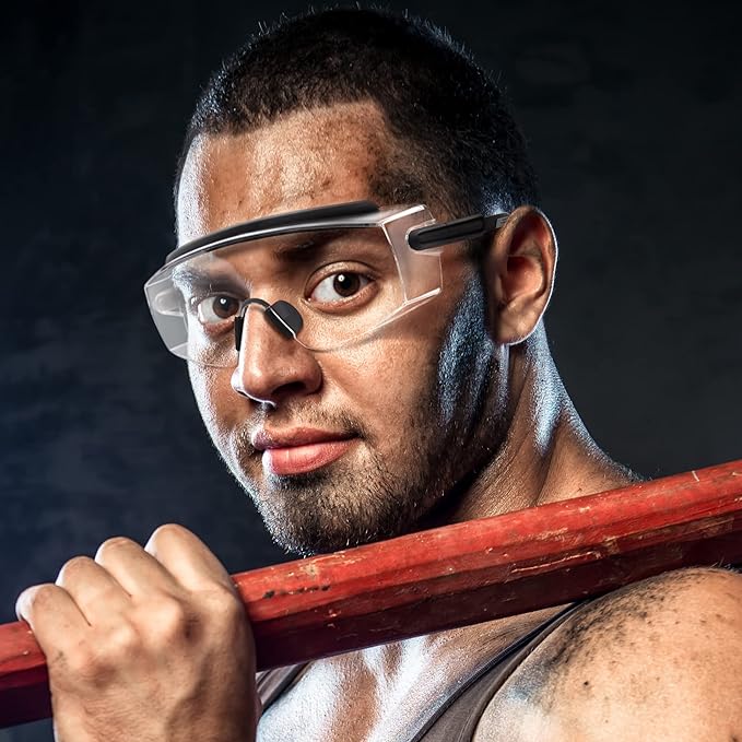 UKNOW Safety Goggles Over Glasses, Anti Fog Safety Glasses with Clear Wraparound Lens, ANSI Z87.1 Protective Eyewear