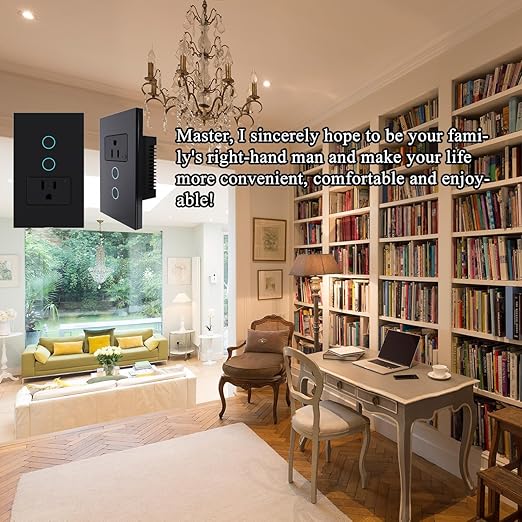 Smart WiFi Light Switch, No Hub Required, Compatible with Alexa and Google Assistant, Single Pole, White (Black)