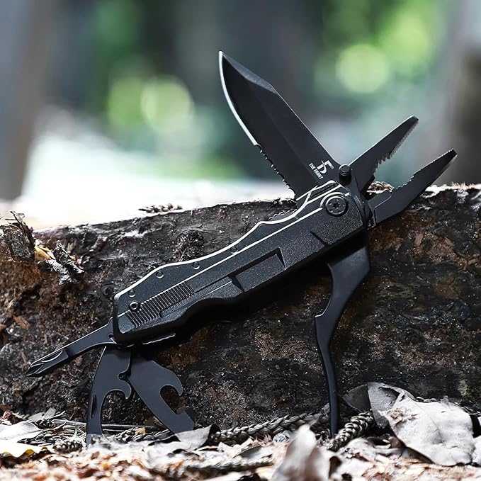 THE FRONT Multitool Knife, Pocket Knife, 13 in 1 Multi tool Folding Utility Plier, Bottle Opener Saw Screwdrivers Bottle Opener, for Camping Survival Hunting Fishing Hiking, Gifts for Men Dad