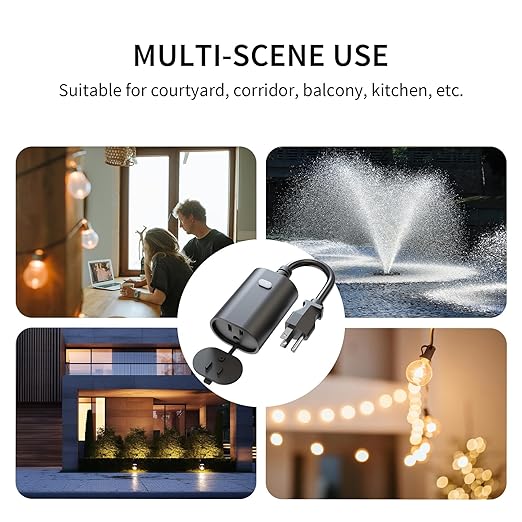 Minoston HomeKit Outdoor Smart Plug, Waterproof Wi-Fi Outlet (2.4GHz Only), Compatible with Apple Home, Siri, Alexa, Google Assistant, Smart Life App, Heavy Duty Outlet Plug, Black (MP22WH)