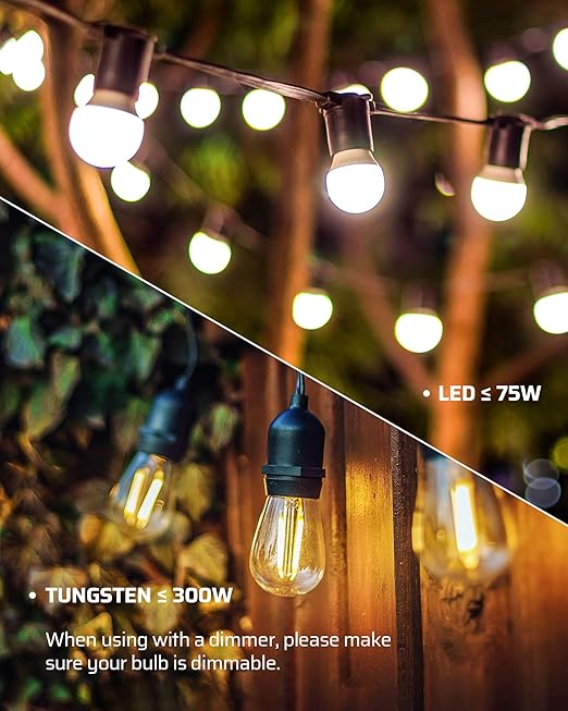 DEWENWILS Dusk to Dawn Dimmer, Wireless Remote Control, Waterproof Dimmable Plug with Timer, 100 FT Range, Outdoor Dimmer for String Light, Patio Lights, FCC Certified