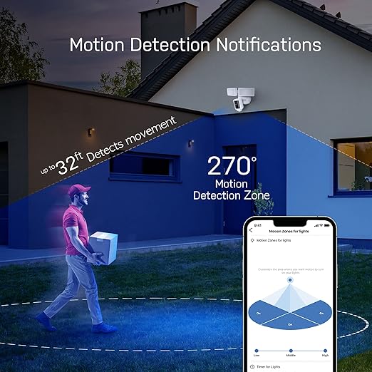 Feit Electric SEC3000/CAM/WIFI Outdoor LED Smart Security Camera with Motion Sensor, 2-Way Audio, 39-Watt Floodlight, Works with Alexa and Google Asst, Alarm, Hardwired, 128 GB Micro SD Card Storage