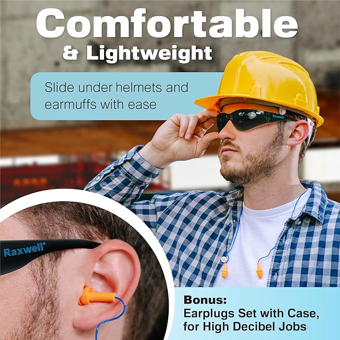 Raxwell Clear Safety Glasses, ANSI Z87.1, Wraparound, Anti-Scratch, Impact-Resistant, Eye Protection for Work & DIY
