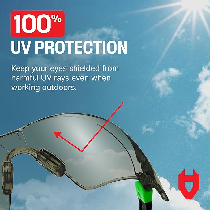 NoCry Lightly Tinted Anti Fog Safety Glasses for Men or Women with Scratch-Resistant Lenses - ANSI Z87.1 Certified with 100% UV Protection - Adjustable Temples and Nose Pad - Wraparound Design