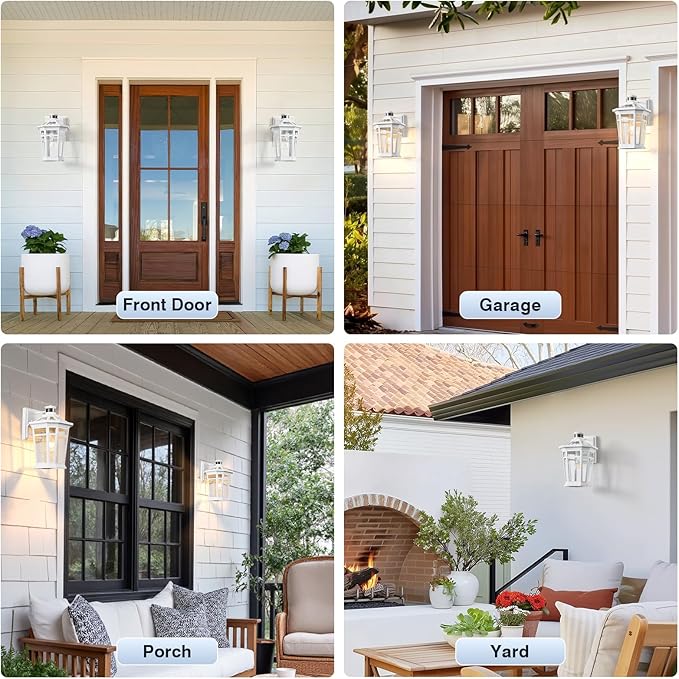 VIANIS White Large Adjustable Sensitivity Motion Sensor Outdoor Lights, Exterior Lighting Fixtures, Aluminum Outdoor Wall Light Waterproof Anti-Rust, Outdoor Lanterns for Front Porch Patio, Entryway