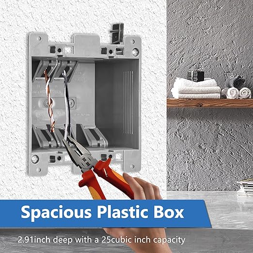 2 Gang Electrical Box Old Work Outet Box, PVC, UL Listed, 24 Pack, Grey