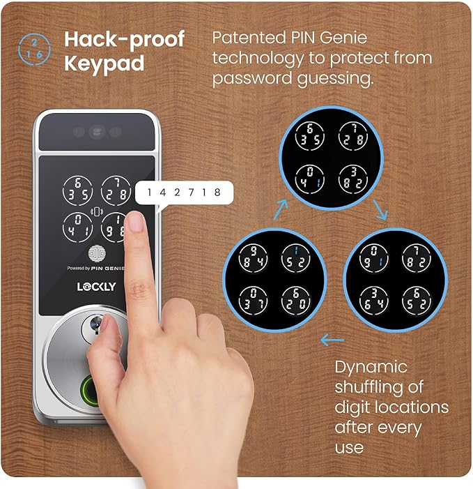 Lockly Visage Zeno Series Smart Lock, Facial Recognition & Fingerprint Keyless Entry Door Lock, Built-in Wi-Fi Deadbolt with Apple Home Key, PIN Genie Keypad, App Remote Control, Easy Installation