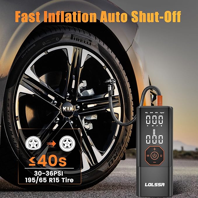 Tire Inflator Portable Air Compressor 180PSI Air Pump for Car Tires-Cordless Tire Pump with Pressure Gauge, Cigarette Lighter Plug for Motorcycle, Bike, Ball, Dual-Use Type