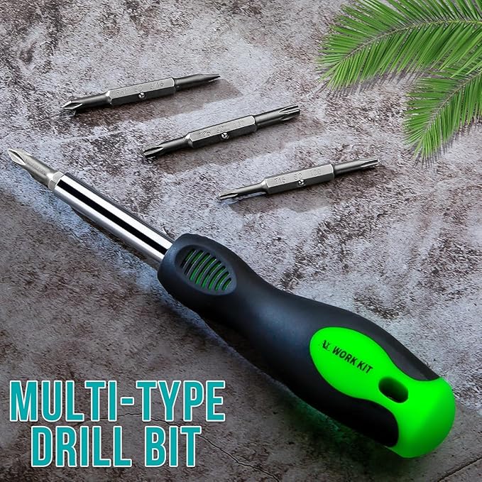 8-in-1 Multi-bit Screwdriver Set Tool All in One, Portable Multi-Purpose Screwdriver, Slotted/Philips/Pozi/Torx/Square,Nut Driver