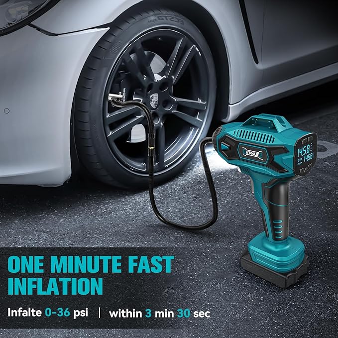 Cordless Tire Inflator Air Compressor Compatible with Makita 18V Max Battery, 160PSI Portable Handheld Air Pump with Digital Pressure Gauge, Fast Inflation for Cars, Motorcycles, Bikes(Bare Tool)