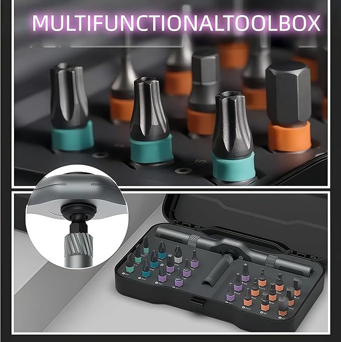 24-in-1 Magnetic Screwdriver Set with Mini Ratchet -Precision screwdriver set, suitable for DIY and home repairs, detachable handle