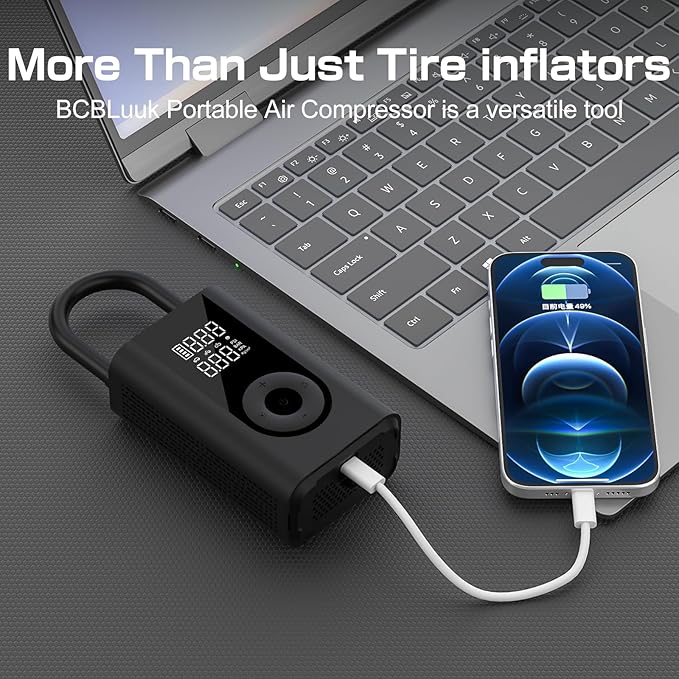 Portable Air Pump for Inflatables, Tire Inflator Portable Air Compressor with Digital Pressure Gauge, Tire Inflator 150 psi for Car, Motorcycle, Bike,Balls, Pool Floats