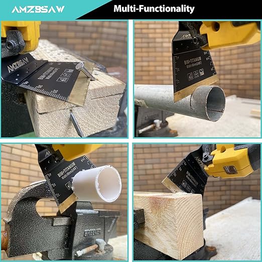 12PCS Titanium Oscillating Multitool Blades Metal Cutting, 68MM Titanium Saw Blades for Metal Nails Hard Material and Wood Plastic, Multi Tool Blades Kits Fit Dewalt Bosch Ryobi