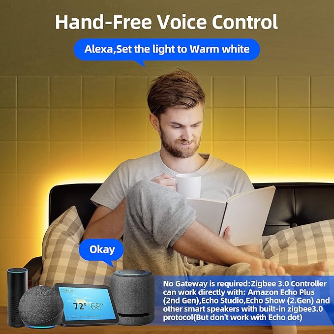 GIDERWEL Smart Zigbee 3.0 LED Controller RGBWW Work with ZigBee Hub Bridge,Echo Plus,Tuya Smart Hub for APP/Voice Control RGBCCT RGBW LED Strip Dimming and Color Changing(only Zigbee Controller)