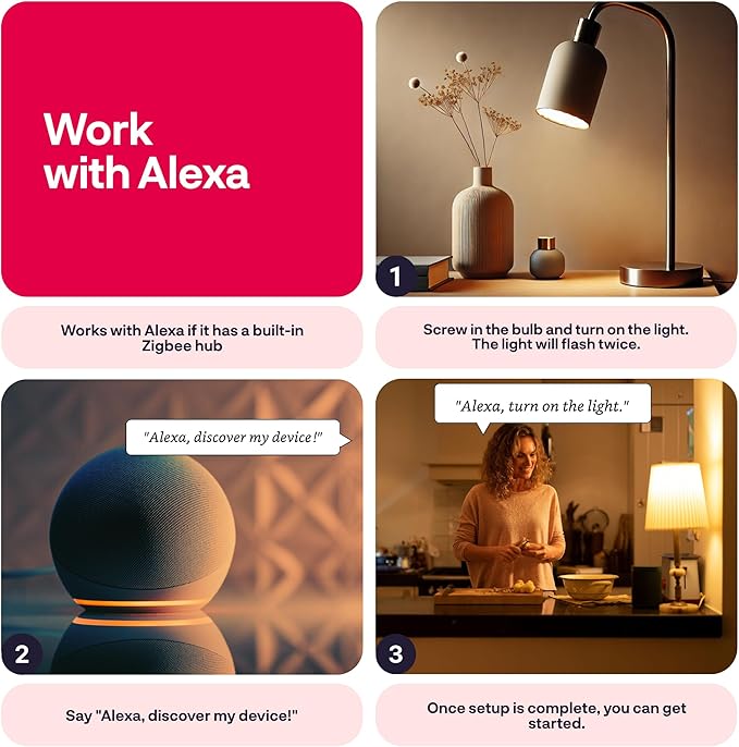 innr Zigbee A19 Smart Bulb, Works with Hue*, Alexa, SmartThings (Hub Required), White & Color, E26 LED Bulb, Color Changing Light Bulb, up to 16 Million Colors, Dimmable, 840 Lumen, 4-Pack