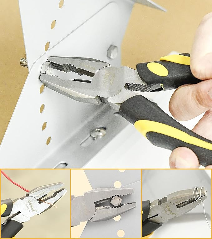 DOWELL Pliers Set: 5-Piece Kit with Groove Joint, Adjustable Wrench, Combination & Long Nose Pliers