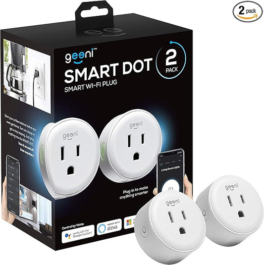 Geeni Dot Smart Plug with 2.4GHz WiFi Connectivity – 2-Pack Compact, Fire-Resistant Smart Outlet Plugs with Schedule & Timer – No Hub Needed, Supports Alexa & Google