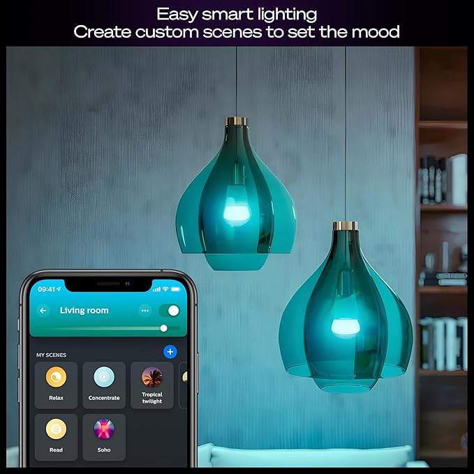 Philips Hue Starter Kit: Bridge Pro + 3 A19 E26 Smart Bulbs + Tap Dial Switch, White and Color Ambiance, Smart Light Hub, Works with Voice