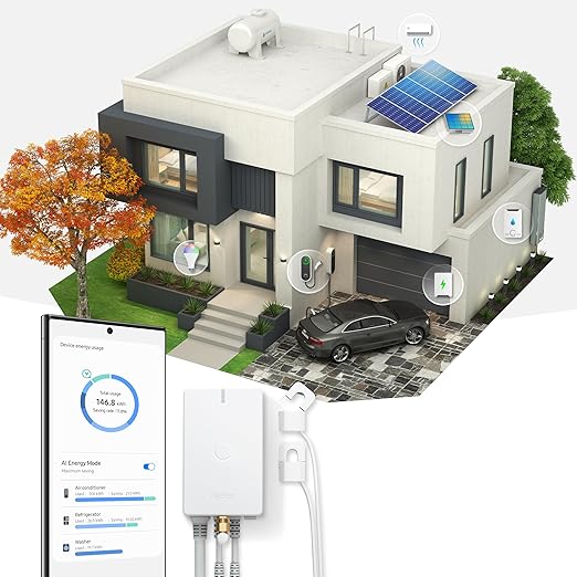Aeotec Home Energy Meter 8 - Smart Electricity Monitor - Real-Time Usage and Production Tracking - Z-Wave Long Range - 2x200A Clamp-On Sensor - Supports 2-Phase Power - SmartThings - HomeAssistant