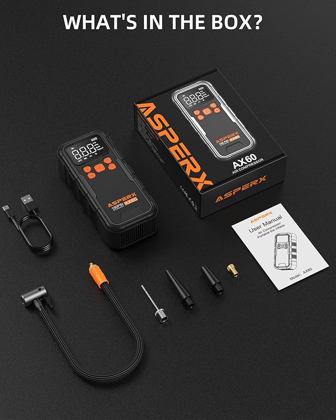 Tire Inflator Portable Air Compressor, 150PSI Cordless Air Pump for Car Tires, 3X Faster Air inflator Tire Pump with Digital Pressure Gauge and Emergency LED Light for Motorcycle Bike Ball Car