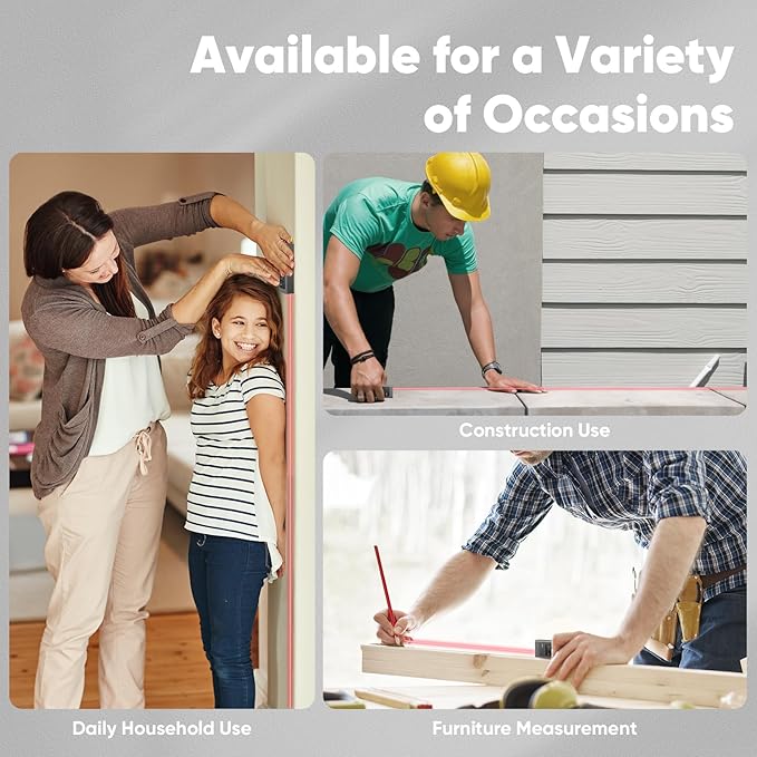 2-in-1 Laser Measure & Line Laser 165 FT - Distance Meter with Cross-Line, Laser Level with 3 Lasers Heads, 1.4" LCD, Type-C Rechargeable- Area/Volume/Pythagorean for Construction, Tiling, DIY