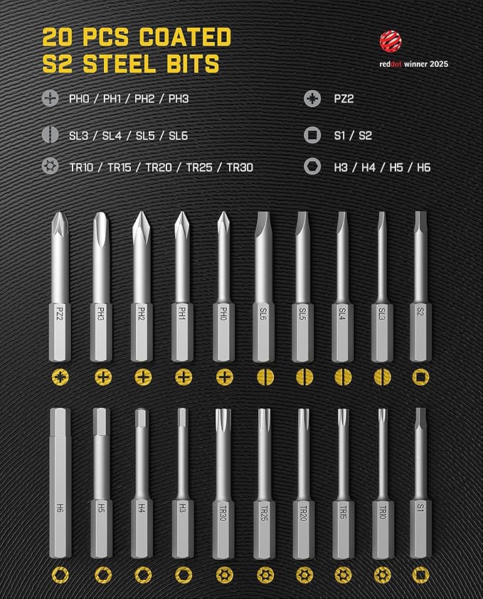 Fanttik S1 APEX Electric Screwdriver, Pivot Handle Screwdriver, Max 7N.m High Torque, 2 Speed Options, 1/4''Hex, Screen Interaction, Tech Tool for DIY Enthusiasts-Deluxe Edition
