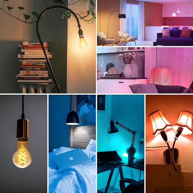 DiCUNO Smart Edison Bulb A19, Color Changing WiFi Smart Light Bulb, Vinatge A60 Filament Bulb Compatible with Alexa & Google, Dimmable with App, 50 Watt Equivalent 450LM, No Hub Required, 2 Pack