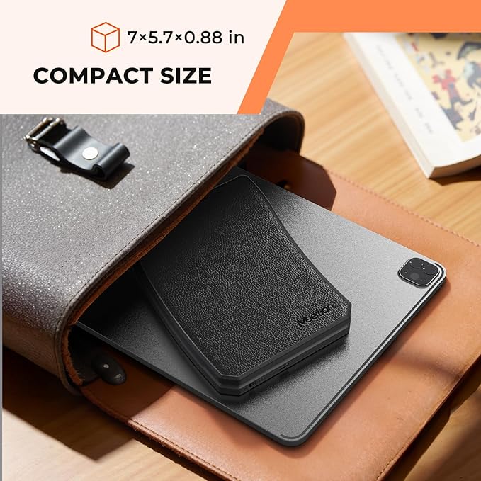 MEETION Ergonomic Foldable Bluetooth Keyboard, Split Compact Portable Keyboard for Business Travel, Ultra-Thin Folding Rechargeable Wireless Keyboards for iOS Android Windows Mac Tablet PC Smartphone
