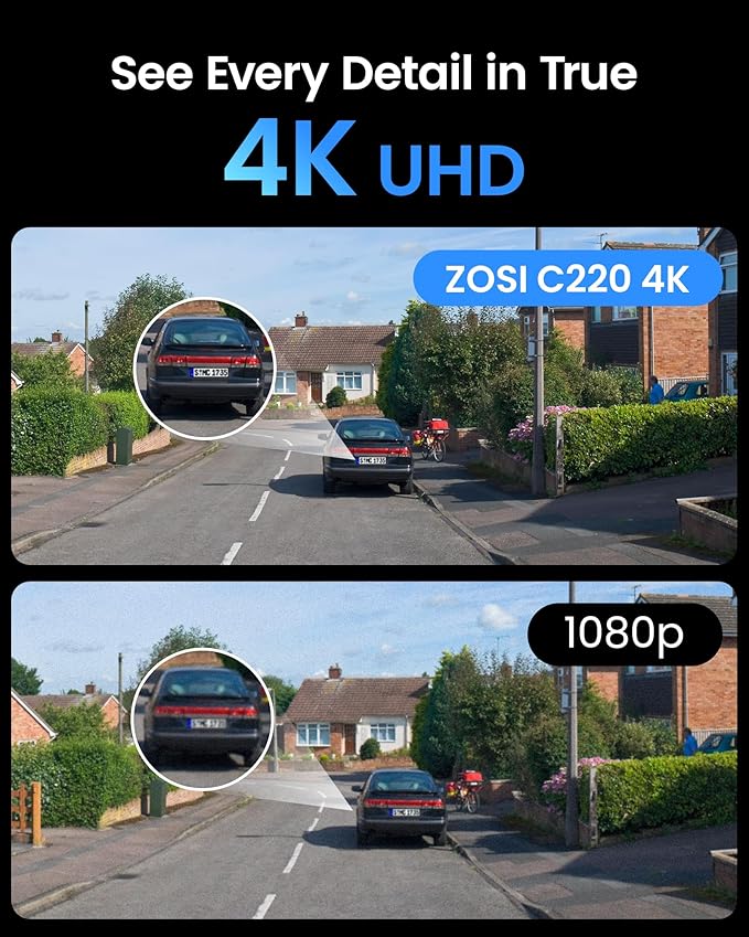 ZOSI C220 4K 8MP Add-On PoE IP Camera Outdoor Indoor, Surveillance Security Camera for Home, AI Person/Face/Vehicle Detection, Two-Way Talk, 100ft IR Night Vision, Only Work with ZOSI PoE NVR, 2Pack