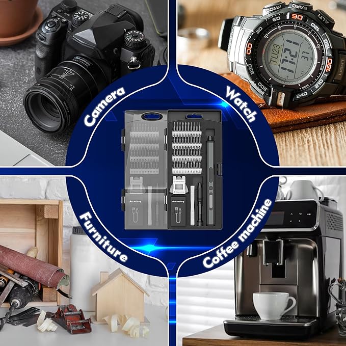 Grey Mini Electric Screwdriver - 50 in 1 Small Electric Screwdriver Set with 40 Magnetic Bits, High Torque Driver with Lithium Ion Battery for Electronics Portable Phone, Camera, Watch Repair