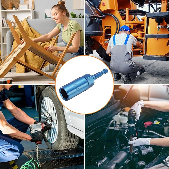 HARFINGTON Nut Driver 14mm Hex Drive Socket CR-V Steel Power Screw Drill Bits Socket Wrench Tools with 1/4" Quick Change Hex Shank for Power Drills Impact Drivers, Blue