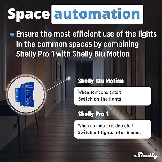 Shelly Pro 1 | Wi-Fi & LAN, 1-Channel Smart Relay Switch | Home Automation | Bluetooth Gateway | Compatible with Alexa & Google Home | No Hub Required | Remote Control | Timer Schedule | Dry Contacts