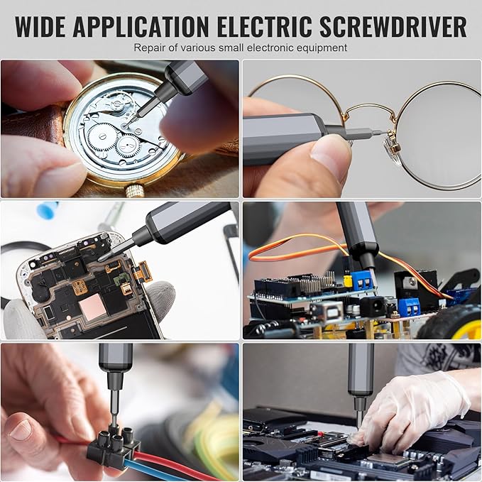 Mini Electric Screwdriver 3.7V, Cordless Screwdriver Set, Precision Electric Screwdrivers 72-in-1 Magnetic Bits, Rechargeable Portable Repair Tool Kit for Electronics Laptops Glasses Clocks