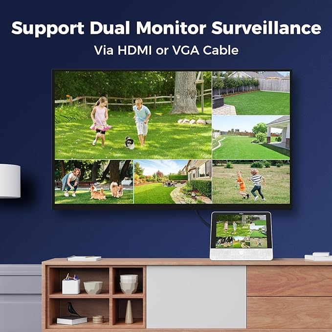 【Human Tracking+330° View】 Hiseeu 4K PoE Security Camera System,All-in-one 12" Monitor,8Pcs 5MP PoE PTZ Security Cameras for Home Security Outdoor,2-Way Audio,Color Night Vision,16CH Expandable