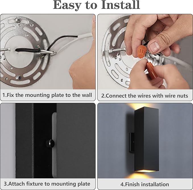 SHIMR Outdoor Wall Lights Dusk to Dawn 2 Pack, ETL Listed Outdoor Light Fixture Wall Mount, Aluminum Anti-Rust Up and Down Outside Lights for House Porch Garage Patio, LED Bulbs Include