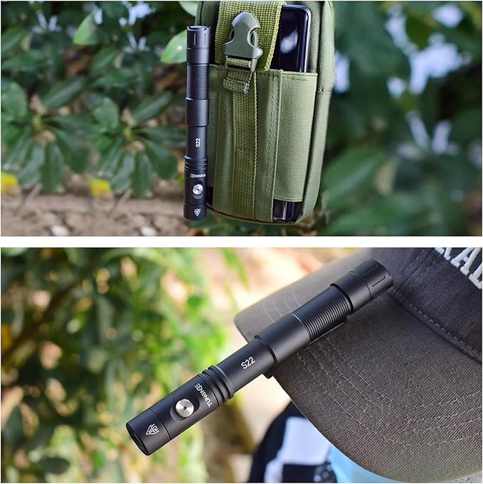 S22 2AA Tactical EDC Dual Mode Flashlight Rechargeable,1200 High Lumen Pocket Flashlight with Magnet,Dual Switch Mini LED Flashlight and Side Light COB Light 4 Mode, 365nmUV