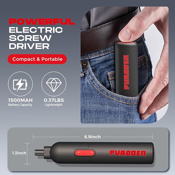 Electric Screwdriver Cordless,3.6V Screwdriver Set Rechargeable,Multitool Magnetic Screwdriver Bits,20 Pieces Screw Gun Gifts for Men (Black)