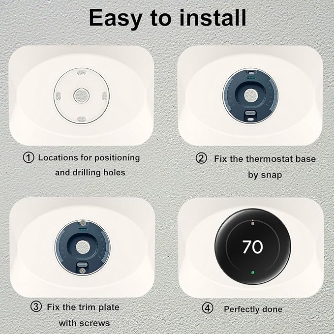 Nest Thermostat Wall Plate Cover Replacement Compatible with Google Nest Learning Thermostat (4th Gen), Practical Nest Learning Thermostat 4 Trim Kit, Snap fit Design (Biege, 2 Packs)