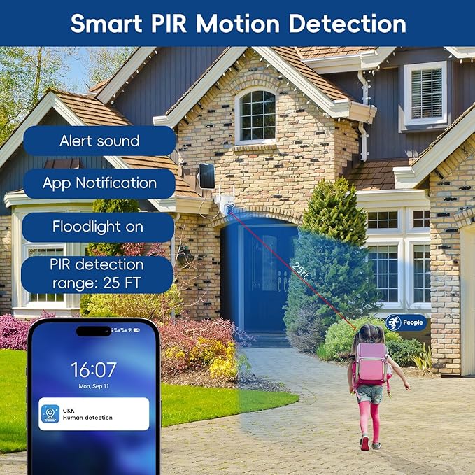 2.5K Wireless Solar Security Camera System, 4 Pack 360° View PTZ WiFi Cameras, Full Color Night Vision,Easy Setup, 2-Way Audio,10CH WiFi NVR with 128GB Storage, PIR Alarm, Compatible with Alexa