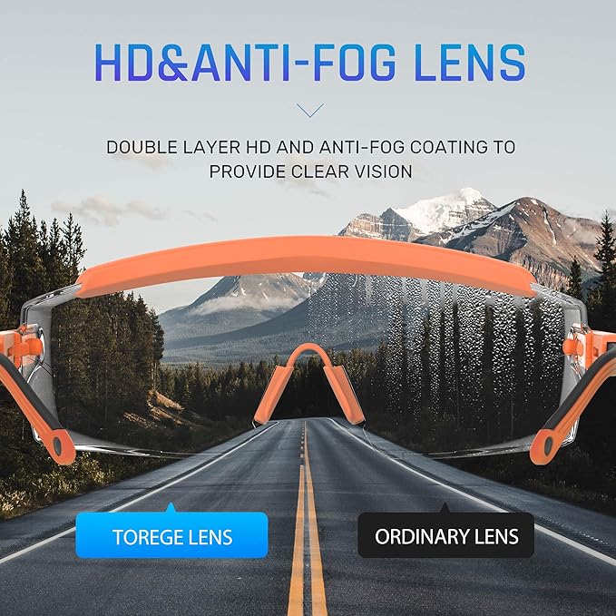 Anti Fog Safety Glasses Safety Goggles Over Glasses Protective Glasses with Anti Scratch Lenses Adjustable