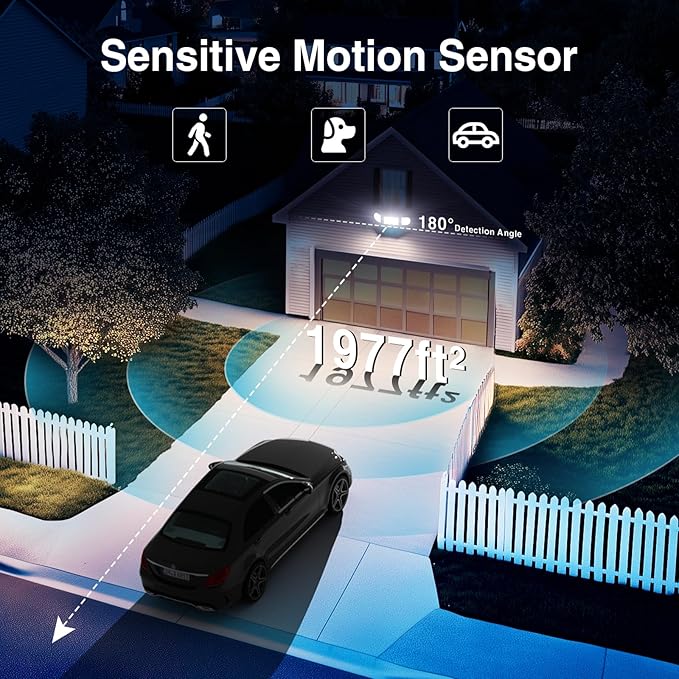130W Motion Sensor Light Outdoor Plug in, 13000LM LED Security Lights with Remote Control, 3 Adjustable Heads, 3 Modes, Plug in Flood Lights Outodoor IP65 Waterproof for Garage Yard (Black)