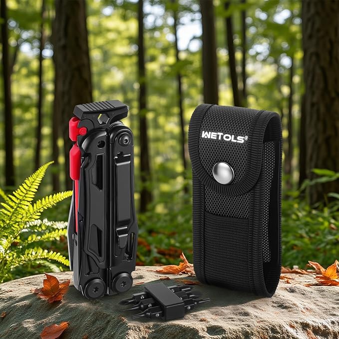 WETOLS Multitool with Pocket Knife, 27-in-1 Stainless Steel Needle Nose Pliers with Screwdrivers, Self-locking Multi tool EDC Gear with Sheath, Ideal for Survival, Outdoor, Camping