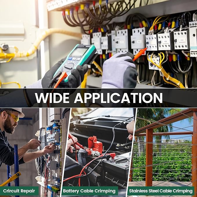 10T Hydraulic Crimping Tool 12 AWG to 2/0 AWG Battery Cable Crimper Tool Hydraulic Lug Crimper Electrical Terminal Wire Crimper with 9 Pairs of Dies Kit, Green