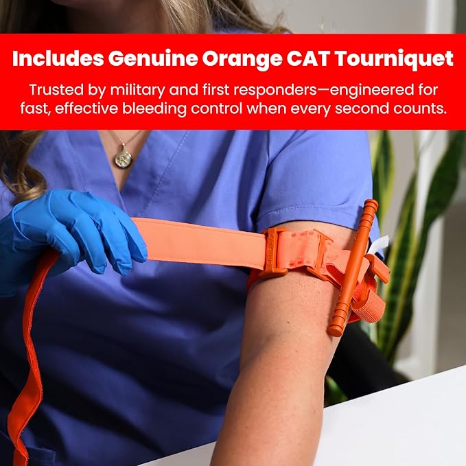 iThrive Medical - Stop The Bleed Trauma Kit - Bleeding Control Kit with CAT Tourniquet & Trauma Shears - Emergency First Aid Kit - Complete Individual First Aid Set (7 Pieces)