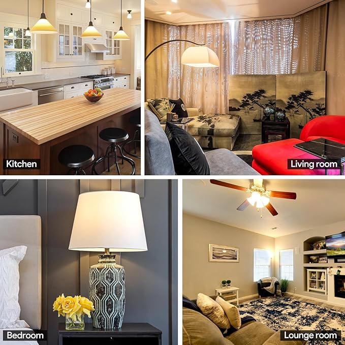 A19 LED Light Bulbs 3000K Warm White, 60 Watt Equivalent, Efficient 8.5Watt, 800 Lumens, E26 Medium Base, Non-Dimmable, ETL/UL Listed, 4 Pack