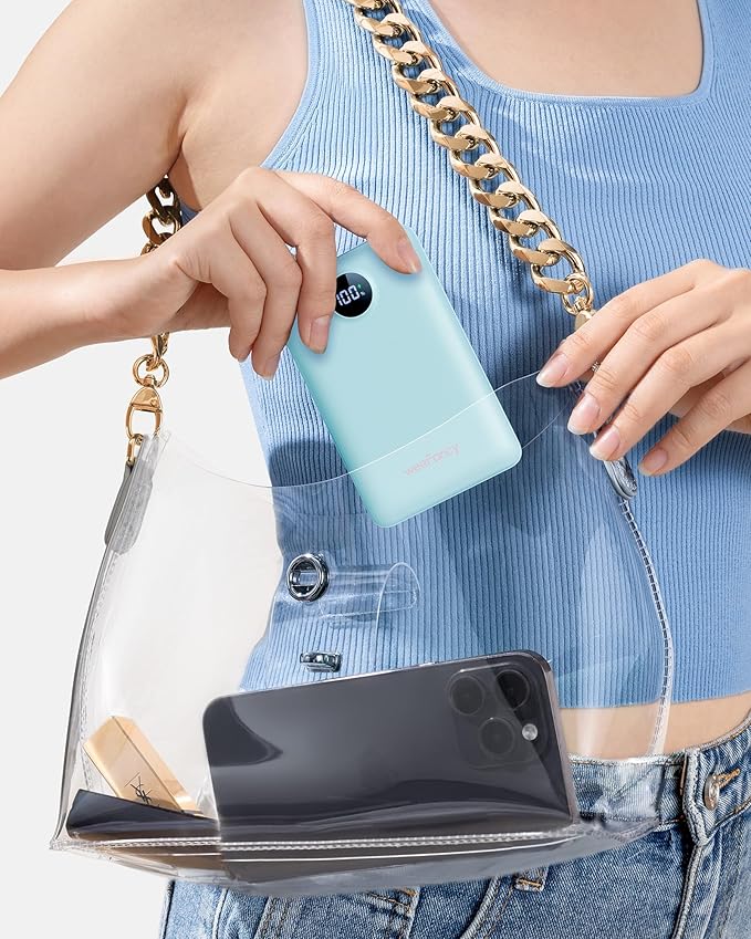 Mini Portable Charger with Built-in Cables 22.5W Fast Charging Power Bank USB-C Small Battery Pack 10000mAh Travel Essential Slim Battery for iPhone 16/15/14, Samsung 25/24, and More